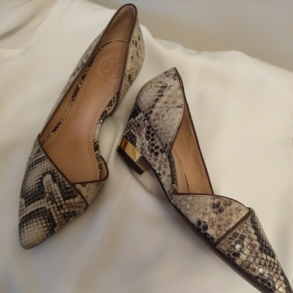 Tory Burch Bedford Snake-Print Ballerina Flat